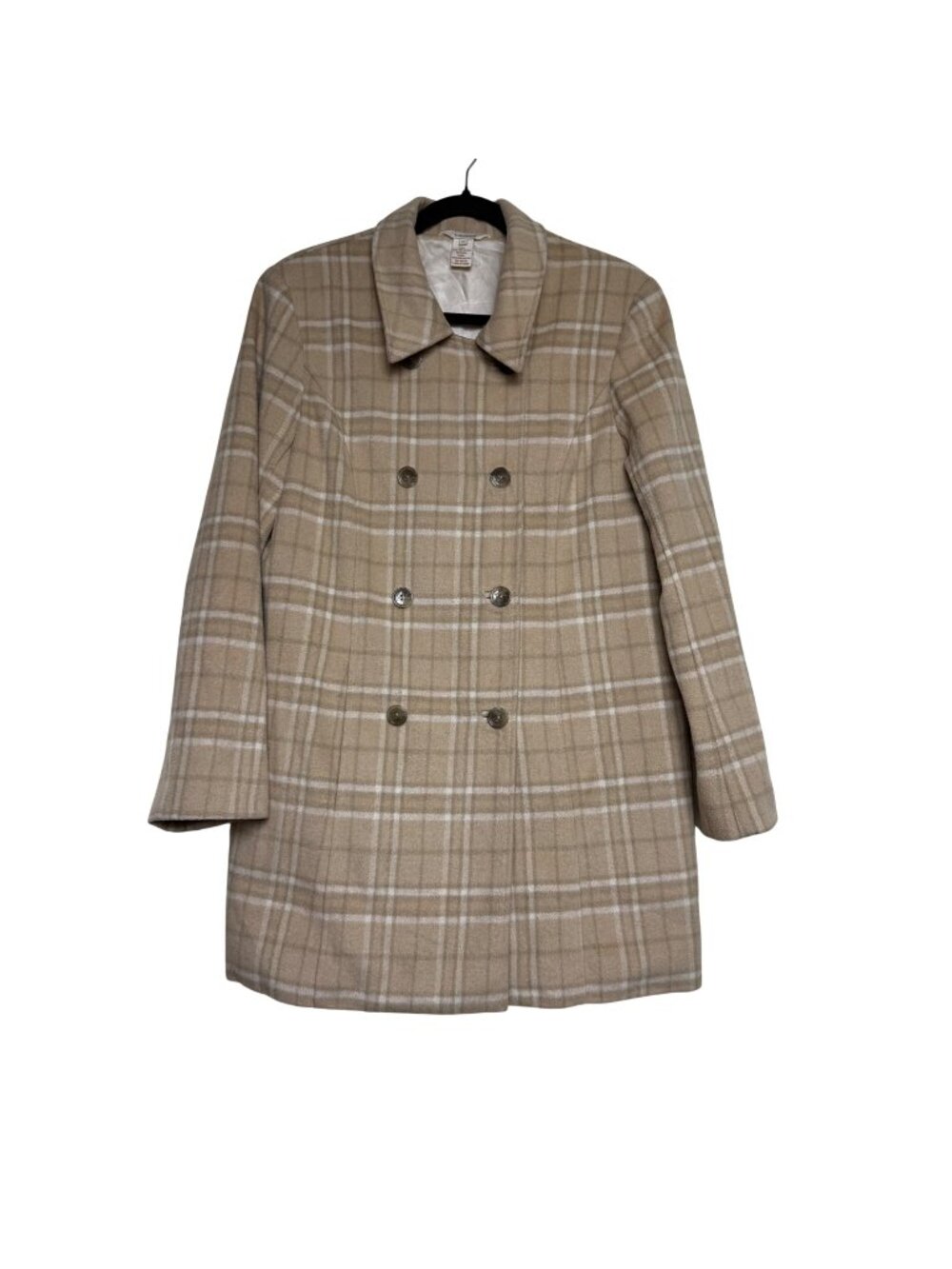 Sundance Tan & Cream Wool Blend Women's Pea Coat Sz M